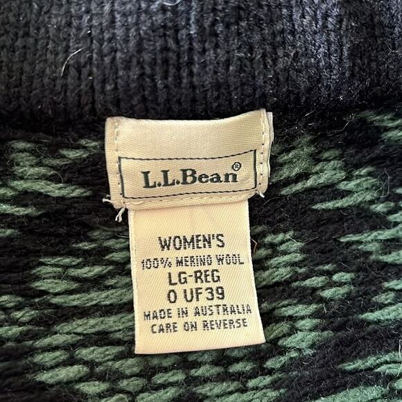 Vintage L.L. Bean Green and Black Nordic Sweater - Picture 5 of 8